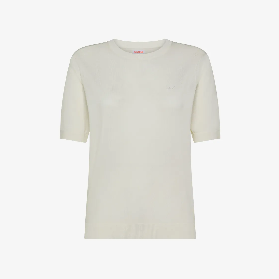 Sale T-shirt in maglia bianca panna con logo ricamato Donna Maglie