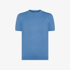 Hot T-shirt in maglia in cotone avio Uomo Maglie