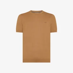 New T-shirt in maglia in cotone cammello Uomo Maglie
