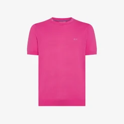 Outlet T-shirt in maglia in cotone fucsia Uomo Maglie