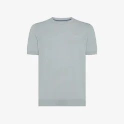 Sale T-shirt in maglia in cotone grigio chiaro Uomo Maglie