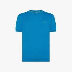 Outlet T-shirt in maglia in cotone ottanio chiaro Uomo Maglie