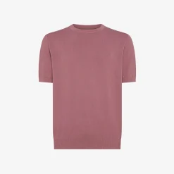 New T-shirt in maglia in cotone rosa scuro Uomo Maglie