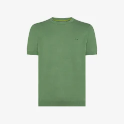 Outlet T-shirt in maglia in cotone verde salvia Uomo Maglie