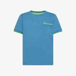 Outlet T-shirt in piquet avio con bordi fluo Bambino T-Shirts