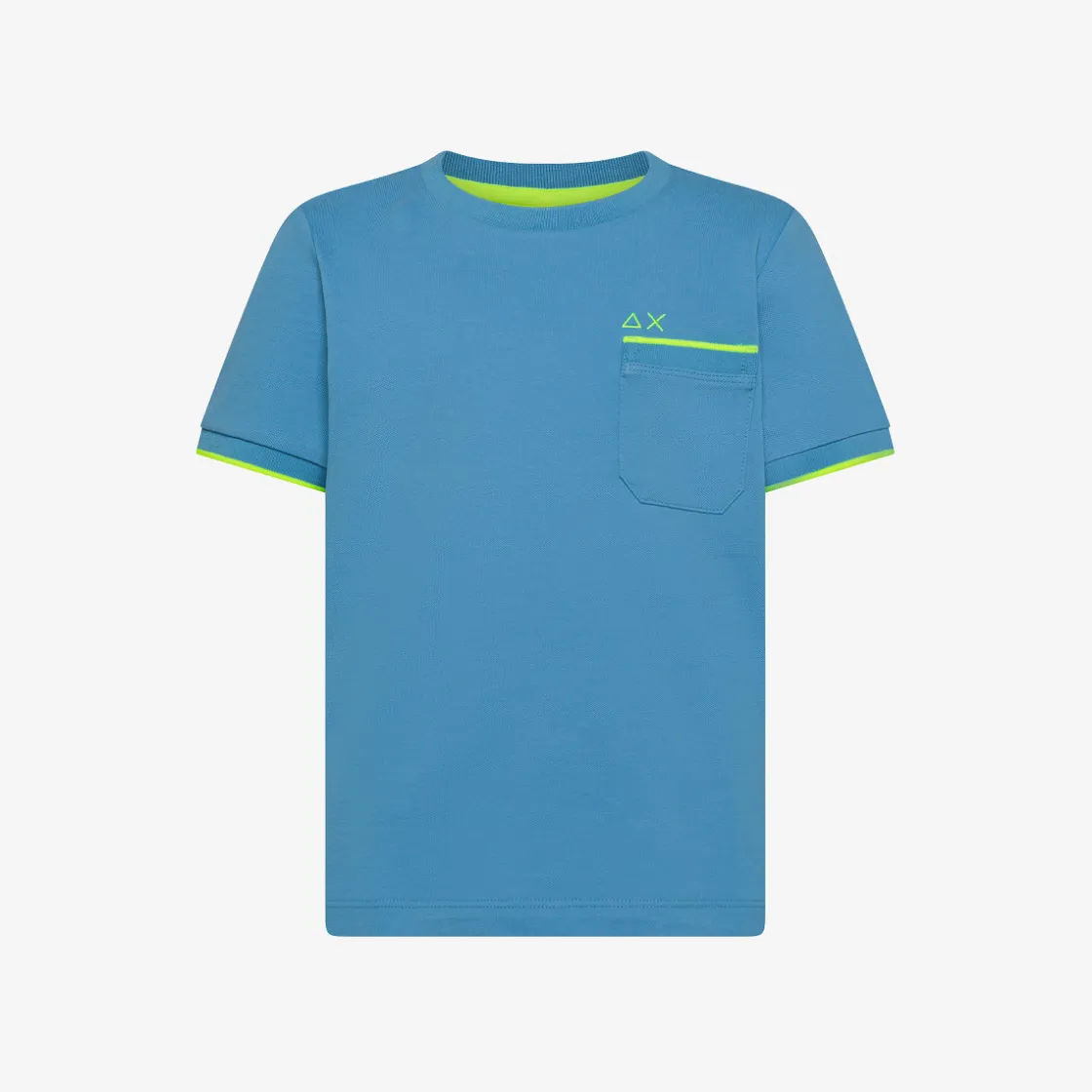 Outlet T-shirt in piquet avio con bordi fluo Bambino T-Shirts