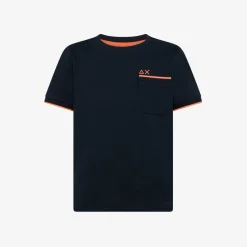 Online T-shirt in piquet blu navy con bordi fluo Bambino T-Shirts