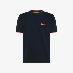 Sale T-shirt in piquet blu navy con logo fluo Uomo T-Shirts
