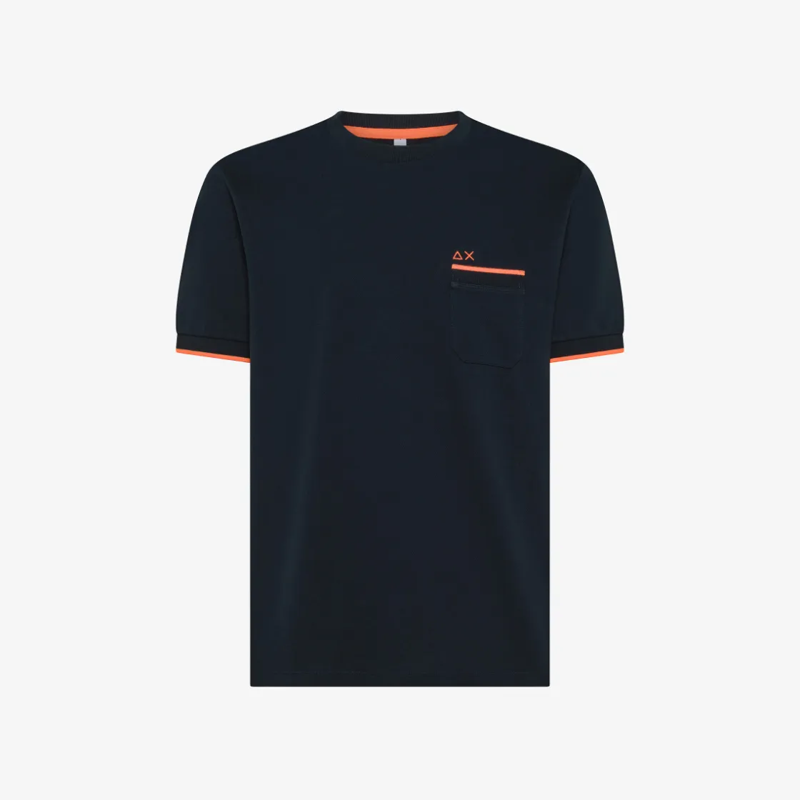 Sale T-shirt in piquet blu navy con logo fluo Uomo T-Shirts