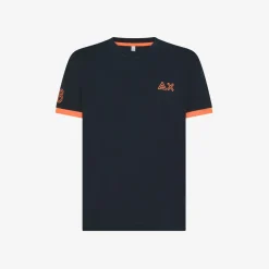 Discount T-shirt in piquet blu navy con ricami Uomo T-Shirts