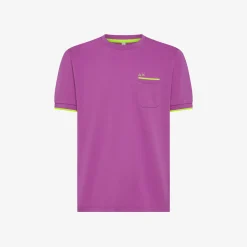 Clearance T-shirt in piquet ciclamino con logo fluo Uomo T-Shirts