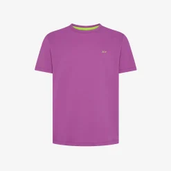 New T-shirt in piquet di cotone ciclamino Uomo T-Shirts