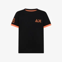 New T-shirt in piquet di cotone nero Bambino T-Shirts