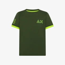 Outlet T-shirt in piquet di cotone verde scuro Bambino T-Shirts