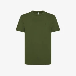 New T-shirt in piquet di cotone verde scuro Uomo T-Shirts