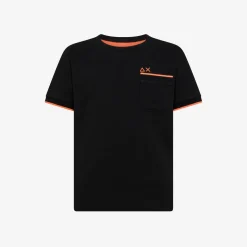 Discount T-shirt in piquet nero con bordi fluo Bambino T-Shirts