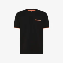Discount T-shirt in piquet nero con logo fluo Uomo T-Shirts