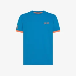 Fashion T-shirt in piquet ottanio chiaro con ricami Uomo T-Shirts
