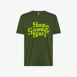 Clearance T-shirt verde scuro con stampa lettering Uomo T-Shirts