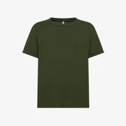 Outlet T-shirt verde scuro in cotone fiammato Bambino T-Shirts